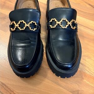 Elegant Black Loafers with Gold Accent